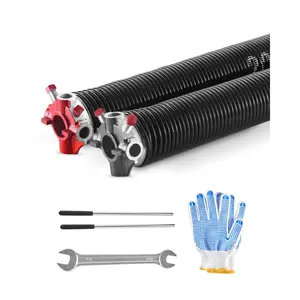 【Father's Day gift】VEVOR Garage Door Torsion Springs, Pair of 0.207 x 2 x 24 in, 16000 Cycles, Electrophoresis Black Coated for Replacement, Garage Door Springs with Non-Slip Winding Bars, Gloves and Mounting Wrench
