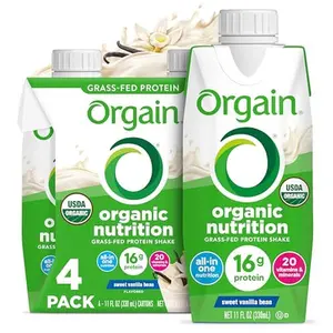 Orgain Organic Nutritional Shake, Vanilla Bean - Meal Replacement, 16g Protein, 20 Vitamins & Minerals, Gluten Free, Soy Free, Kosher, Non-GMO, 11 Ounce, 4 Count (Packaging May Vary)
