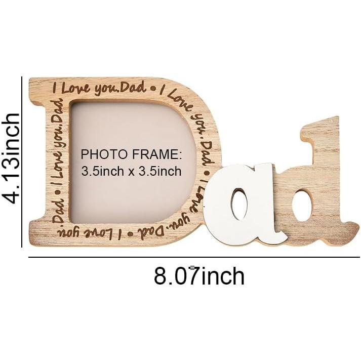 I Love You Dad Picture Frame Gifts for Dad Christmas Birthday Gifts from Daughter Son Daddy Gifts for Father Wood Dad Photo Frame 3.5×3.5 for Home Decor Tabletop Frames