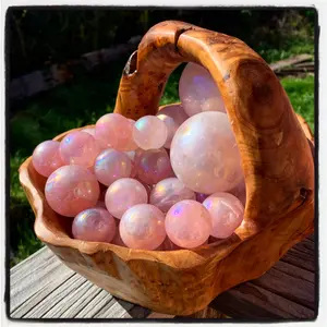 Angel Aura Rose Quartz Crystal Sphere, Many Sizes 30mm to 60mm, Brazil