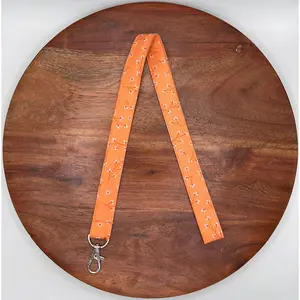 Orange Floral Lanyard