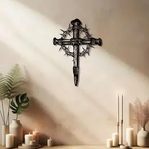 Cross Metal Wall Art, Religious Decoration, Wall Hanging Decor for Home Office, Unique Spiritual Decor Gift, Cross Design, Stylish Religious Decor, Ornaments