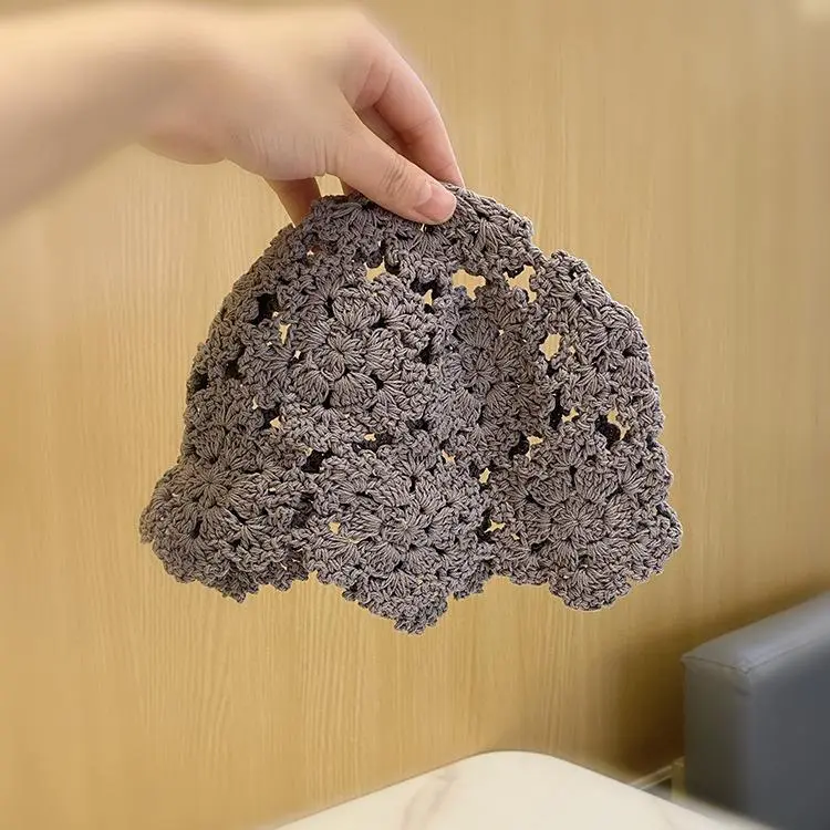 1pc Summer Breathable Hollowed Out Knitted Hats for Women,outdoor Lace Casual Beret Cap Fashion Beach Tralve Skullies Hats 모자