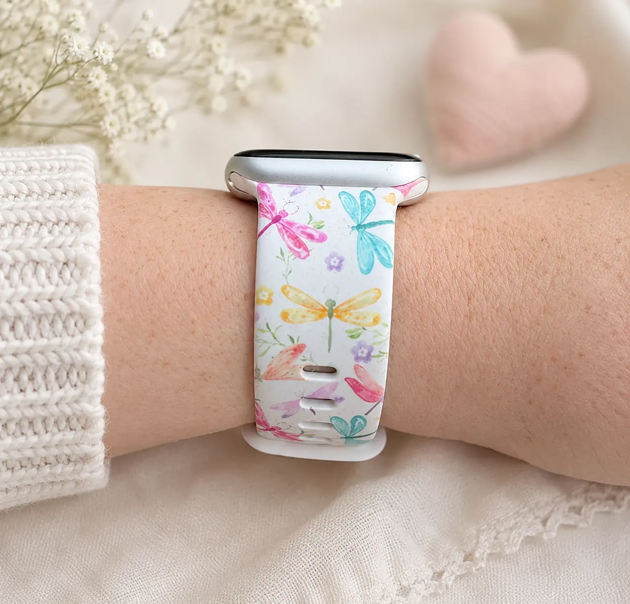 Dragonfly Floral Watch Band | Colorful Nature Inspired Strap | Cute Spring & Summer Accessory