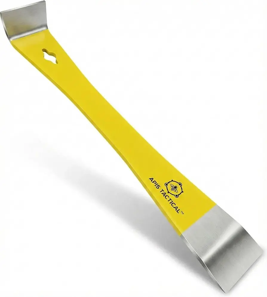 Apis Tactical Heavy Duty Hive Tool, 3.5mm Heat-Treated Stainless Steel Beekeeping Tool, Bee Hive Scraper with Textured Grip for Pry, Scrape & Lift
