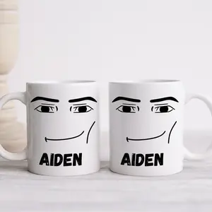 Roblox Man Face Personalized Gaming Mug, Custom Roblox Guy Birthday Gift Drinkware Printed