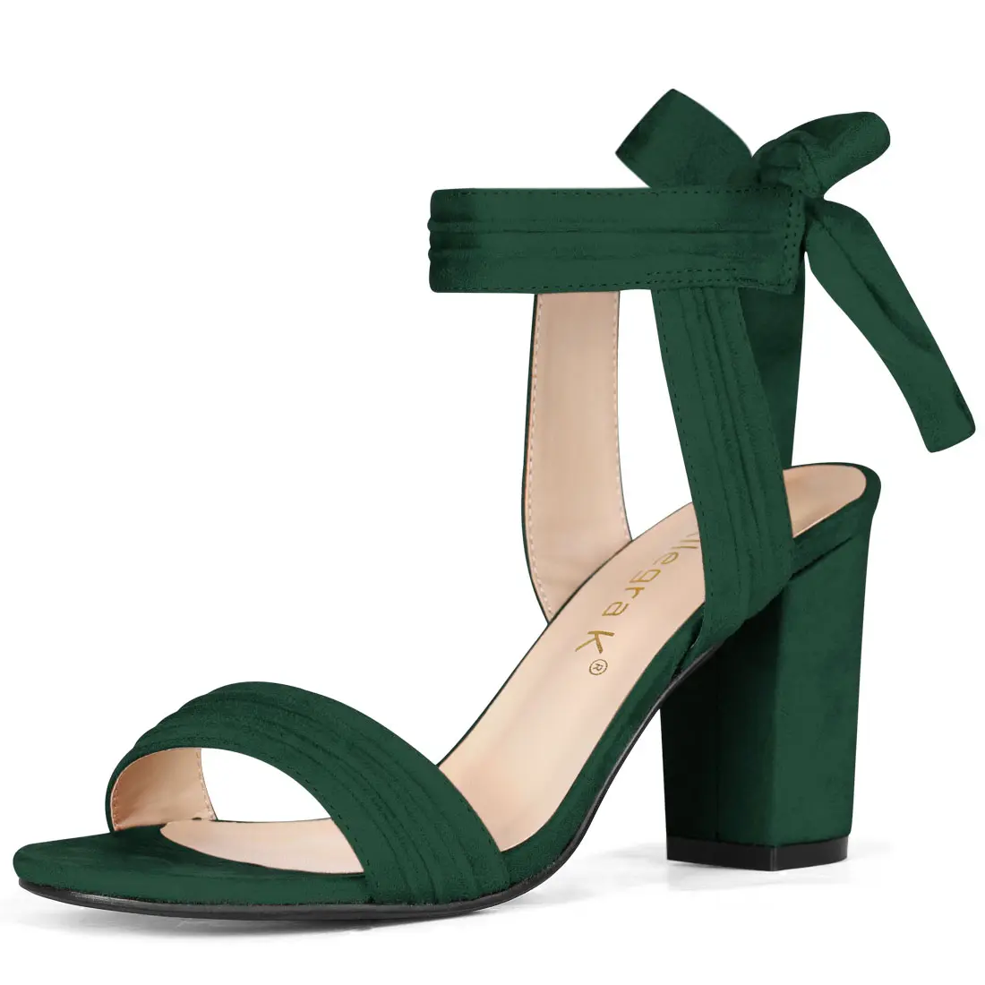 BLISSFUL STEP Open Toe Ankle Tie Back Chunky Heel Sandals
