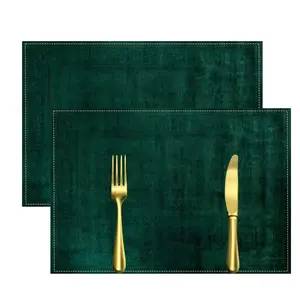 2D flat printing, 2-piece/4-piece/6-piece/8-piece set minimalist green placemat, desktop decoration mat, party decoration, home decoration placemat, perfect gift placemat, suitable for holiday parties, kitchen and restaurant decoration