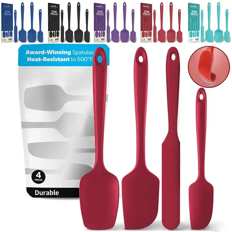 Silicone Spatula Set, 4 Counts/set Heat Resistant Spatula, Kitchen Spatula Set for Nonstick Cookware, Kitchen Utensils Sets, Kitchen Utensils Gadgets, Kitchenware, Kitchen Cooking Accessories, Spatulas for kitchen use