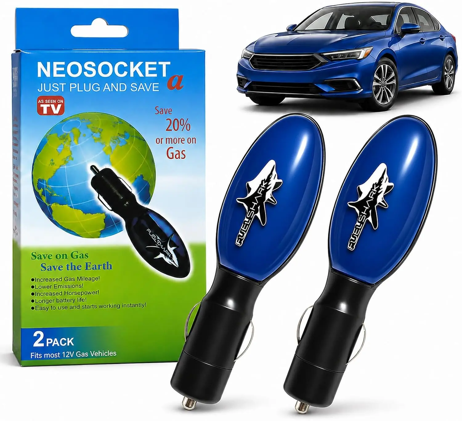 2026 Fuel Sync Gas Saver Device, 2 Pack Plug-in Gas Saver for Cars, Trucks, SUVs & Diesel Vehicles, 12V Automotive Fuel Saving Device, Compact Gas Economizer for City, Highway & Long-Distance Driving