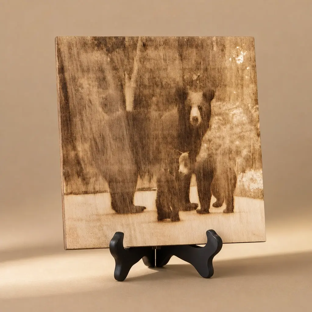 Engraved Black Bear Wall Art