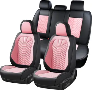 [Coverado] Car Seat Covers Full Set 5 Seats Fabric & Leather Front and Back Seat Protectors napa leath stylish upgrade seat Covers Universal Fit NEW 8846