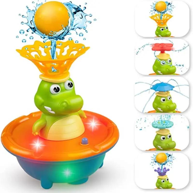 Bath Toys for Toddlers - Light Up Crocodile Fountain with 5 Spray Modes, ABS Plastic Bath Toy for Bathroom & Swimming Pool