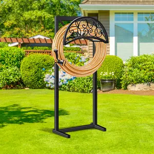 1pc Metal Garden Hose Holder, Outdoor Water Hose Holder with Hose Reel, Easy to Assemble, Detachable Design for Convenient Storage, for Outdoor, Garden, Patio Lawn, Black