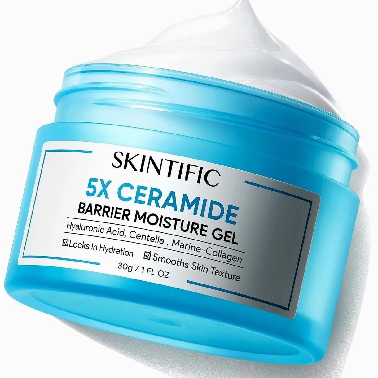 SKINTIFIC Face Moisturizer with 5X Ceramides, Hydrating Moisture Barrier Repair Cream for Oil/Dry Skin Types, Hyaluronic Acid & Centella, Daily Facial Moisturizer, Non-Comedogenic 30 g / 1 fl. oz.