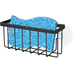 Sponge Holder for Kitchen Sink Suction,Kitchen Sink Sponge Holder,Sink Caddy, Soap Holder,Bathroom,Scrubbers (Black) Hollow Organiser
