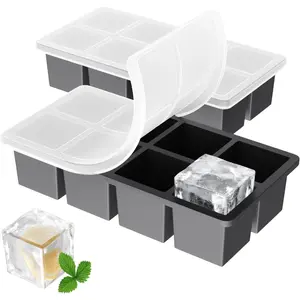 Large Ice Cube Trays For Whiskey Big Silicone Ice Cube Trays 2Inch Square Ice Cubed Tray For Bourbon Whisky And Cocktail 2Pack Giant Silicon Ice Cube Tray