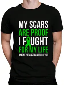 100% Cotton Kidney Transplant Survivor New Kidney Recipient Recovery T-Shirt Women's Men's Graphic Tee Crew Neck summer vacation Tops