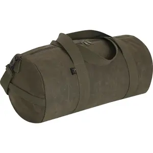 Olive Drab - Waxed Canvas Shoulder Duffle Bag - 19 Inch