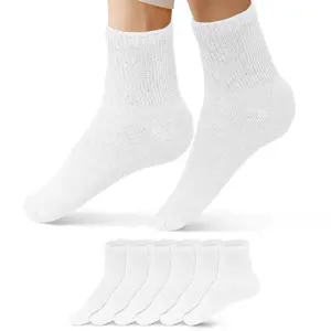 Diabetic Ankle Socks 3/6/12 Pairs for Men & Women | Non-Binding, Seamless Toe & Soft Cotton | Breathable & Stretchable Comfort for Neuropathy, Edema & Circulation Support Moisture-Wicking