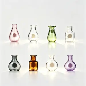 Colorful Transparent Mini Vase Fridge Magnets (8-Piece Set) – Nordic & Chinese Minimalist Style, Shatterproof Resin with Glass Detail, Kitchen Office Home Decor, Handmade in Jingdezhen, CN
