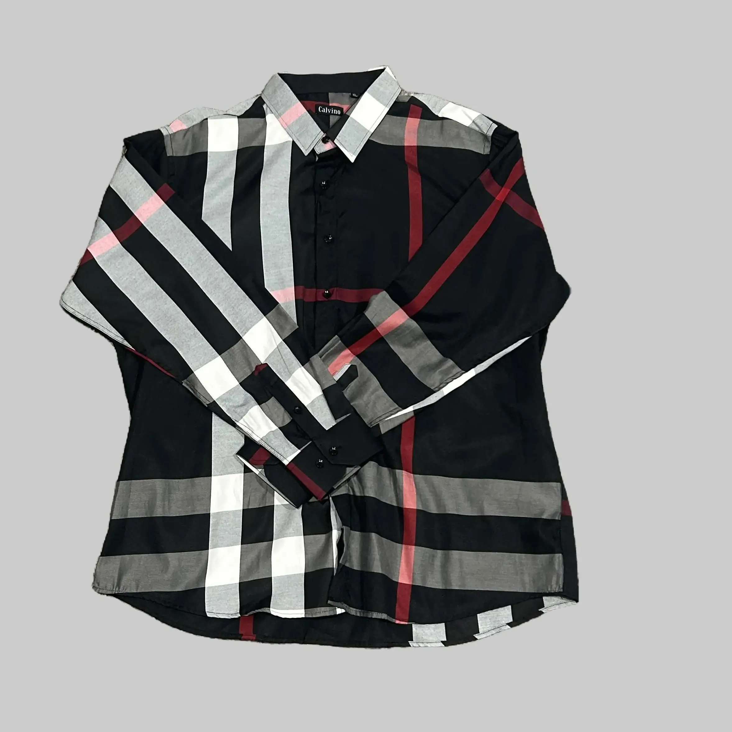 Men's Long Sleeve Shirt - Casual Menswear with Striped Pattern