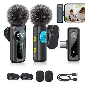 Wireless Lavalier Microphone Dual Set – Plug & Play Clip-on Mic with Auto Pairing, Magnetic Mount, Noise Cancelling, for iPhone, Android, USB-C Devices, YouTube, Podcast & Video Recording