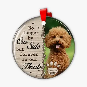 No Longer By Our Side - Personalized Custom Circle Ceramic Ornament - Ceramic or Acrylic