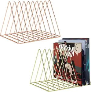2 Pack Magazine Holders with 9 Slots, Desk File Organizer for Vinyl Records, Books and Office Storage