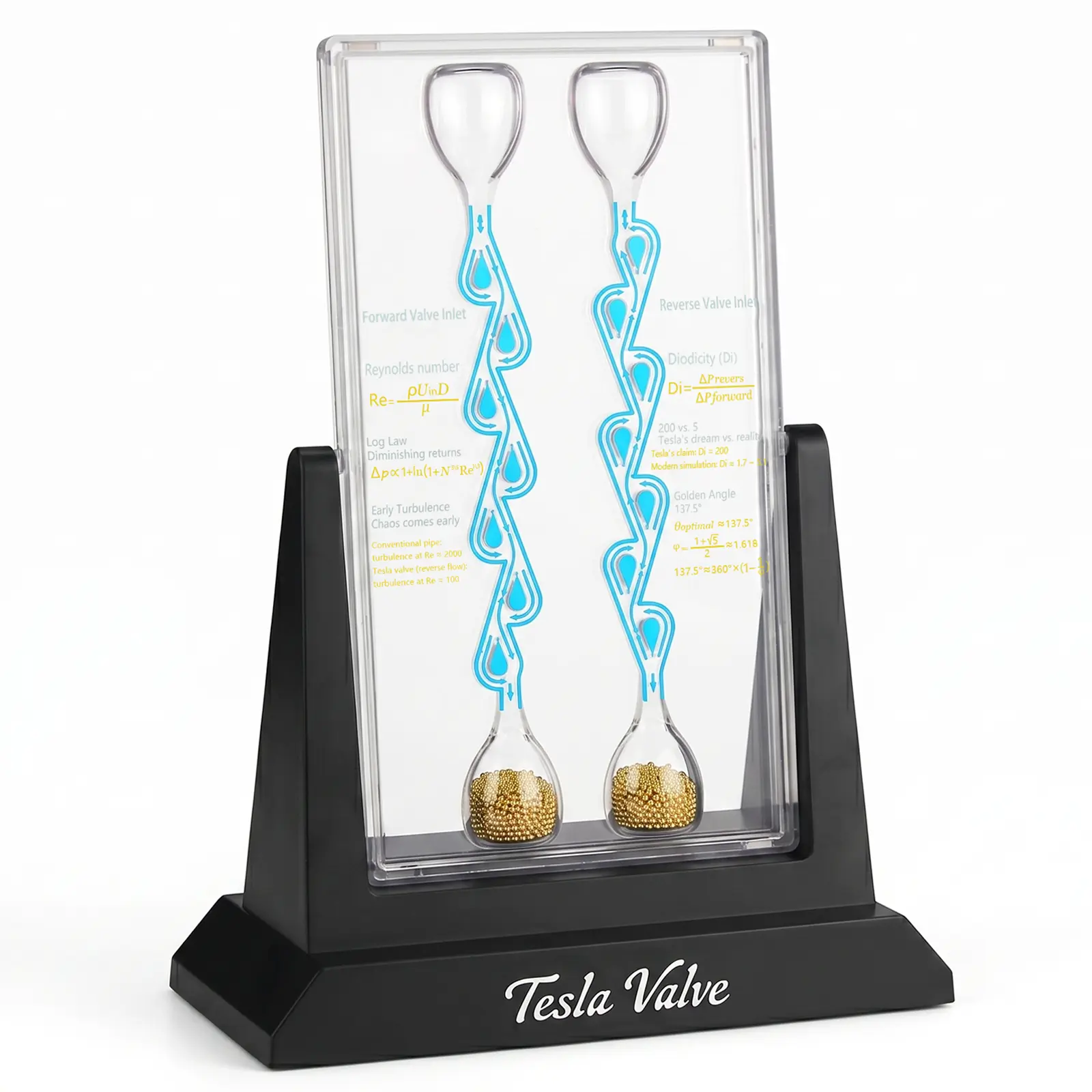 Tesla Valve Fluid Display Kinetic Desk Toy, Kinetic Physics Demonstration Model Teaching Fluid Dynamics Principles, Science Gift for Engineers