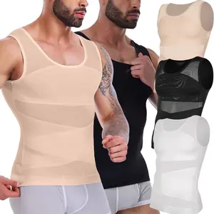 1/2/3 Pack Menswear Body Shaper Shapewear Vest Tummy Control Underwear Workout Sports Workout Tank Tops Stretch Comfy Mesh Breathable Shirts Shapewear Layer Nylon Compression Crew Neck SpringStatements