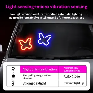 Car LED light solar butterfly light triangle window butterfly atmosphere light car interior decoration atmosphere neon light suitable for trucks off-road vehicles