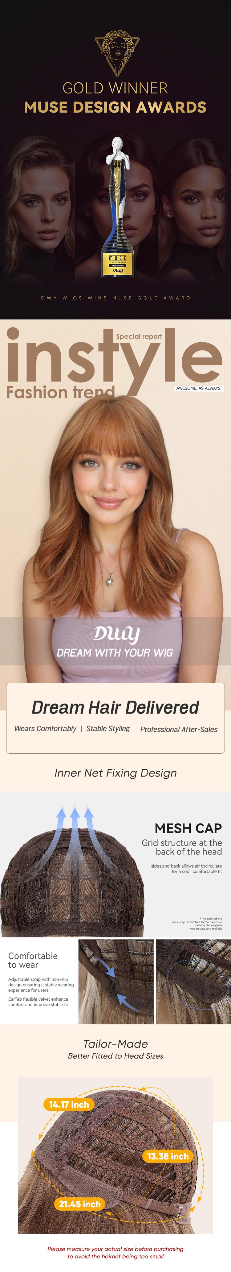 Tegan C-DWY Machine Made Mid-length Wavy Hairstyle with Blunt Bangs Light Ash Blonde Glueless Synthetic Wig for Women 18 Inches