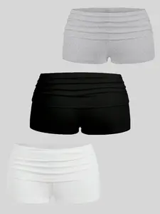 Women's Solid Color High Waist Shorts, Casual Comfy Breathable Shorts for Daily Wear, Ladies Bottoms for Summer