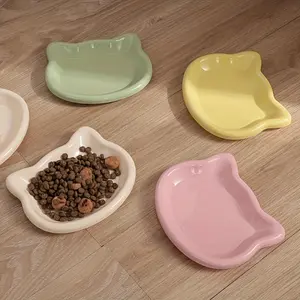 4-piece pet food bowl, cat and dog bowl, cartoon cat shape design, multi-color optional to adapt to different preferences, non-slip bottom design to prevent displacement, suitable for cats and small dogs, can hold dry/wet food, water, dry food and snacks