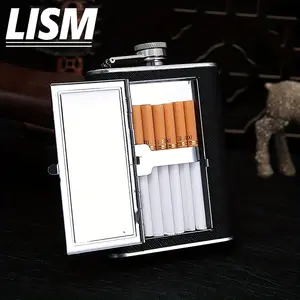 1pc Stainless Steel 2-in-1 Multi-Purpose Wine Pot & Cigarette Case - Dual Compartment Portable Flask for Outdoor Camping, Hiking, Picnics - Reusable Durable Kitchen & Bar Supplies, Picnic Essentials, Sleek Metallic Finish, Secure Clasp Closure