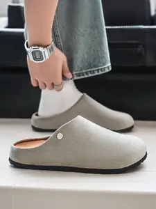 Men's Home Outdoor Half-Enclosed Slippers, Lightweight Cushioned Design, Simple Appearance, Suitable for Living Room and Street Corners, Footwear