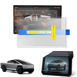 Tempered glass screen protector suitable for Tesla Cybertruck, 18.5-inch smooth high-definition, ultra sensitive touch control screen car navigation protector, 9H hardness, comprehensive protection, automatic positioning
