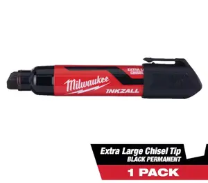 INKZALL Black Permanent Marker, Extra Large Chisel Tip, Jobsite-Use Writing Tool, Bold Lines