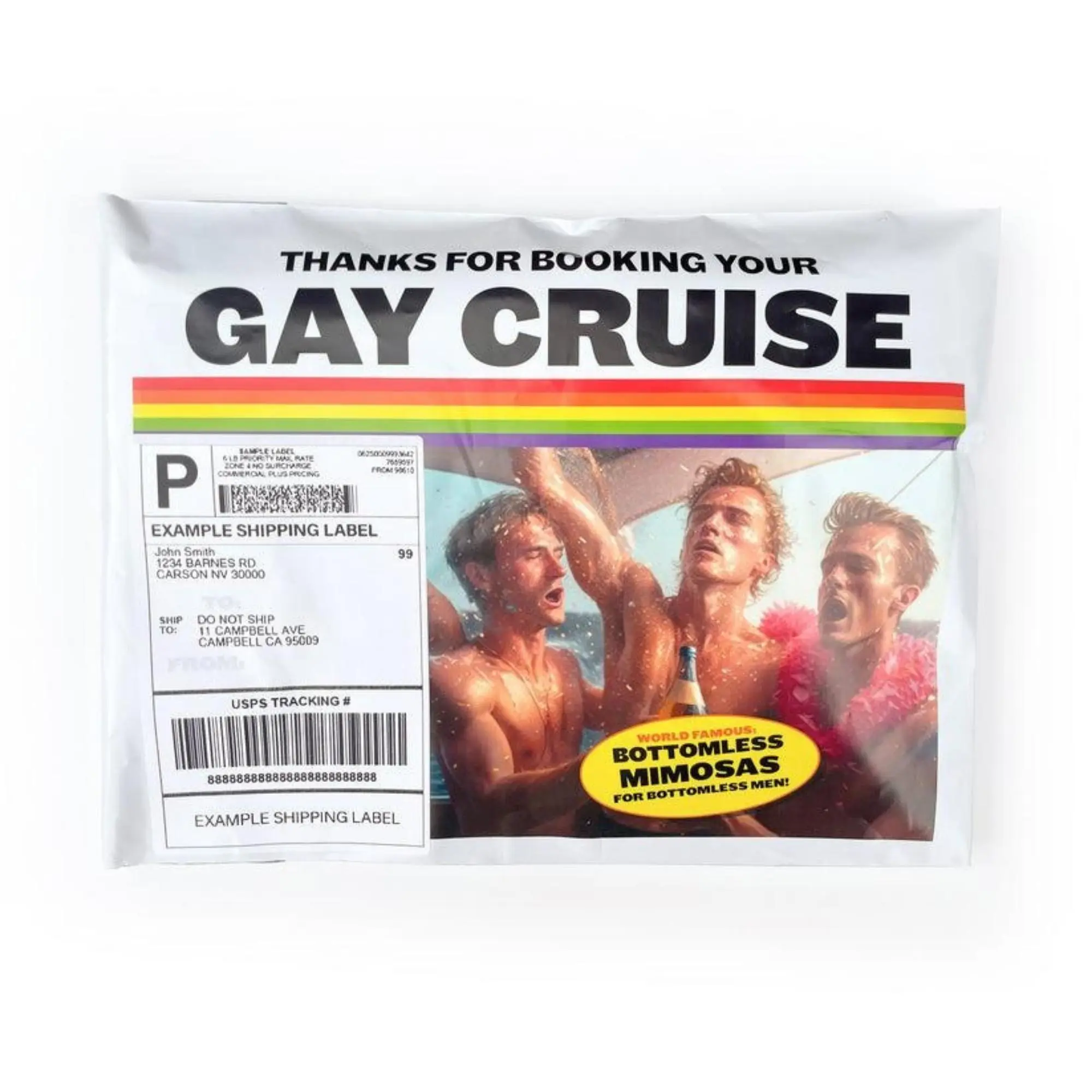 Gay Cruise Booking Prank Mailer - 100% Anonymous Humorous Embarrassing Gag Gift Package