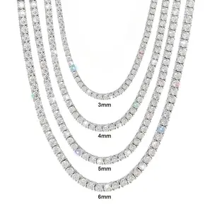 Hip-hop style, trending zircon Synthetic Tennis Necklace 18K Gold Plated 2-6MM 16-24 Inch VVS1 Clarity Black Friday 2025 Gift Men & Women, Perfect Hip Hop, Rappers, Party Girlfriend Boyfriend Birthday Engagement Hiphop Wedding Environmental collar cross