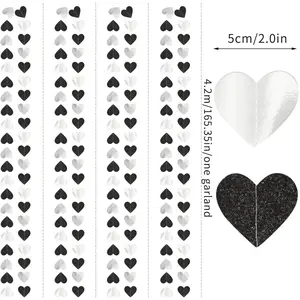 Black White-Silver Party-Decoration Heart Garland - 52ft 21st Men Birthday New Years Eve Hanging Backdrop Streamers,Graduation Engagement Wedding Bachelorette Banner Supplies Decor Lasting Surprise - Home Improvement.