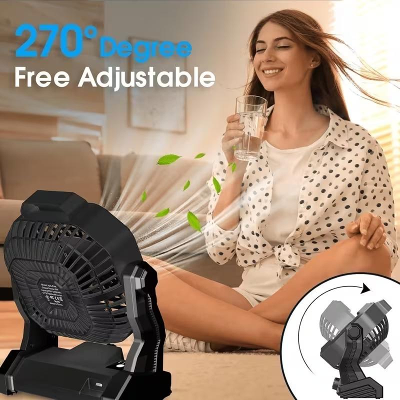 Portable USB Rechargeable Fan & Emergency with 7800mAh Battery Suitable for Camping, Picnic, Party, /Outdoor Use - Cooling Fan for Tent, Room, Battery Operated Ceiling/Table Fan for and Outdoor