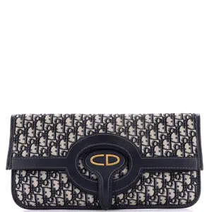 Pre-owned Dior Canvas Plain Clutches & Wristlets Christian Fold Over Clutch Oblique Canvas by Rebag