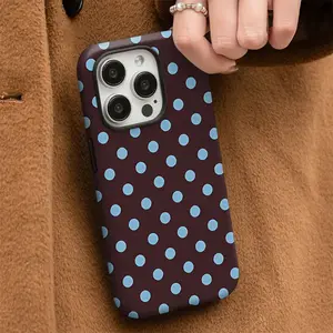A simple polka dot design dual-layer protective case, sturdy and durable 2-in-1 case, compatible with iPhone 17/16/15/14/13/12/11 Pro Max/Plus/Pro, and Samsung Galaxy S25/S24/S23 Ultra series. Fingerprint and sweat resistant, suitable for couples.