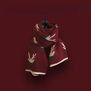 Red Reindeer Christmas Scarf, Cozy Warm Holiday Scarf, Soft Winter Accessory, A Perfect Christmas Gift for Family and Friends