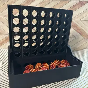 Kit Kat Creations 3D Printed Connect 4 Game with Custom Colors, Auto-Sorting Game Pieces, Handmade Design, Black Box for Easy Storage
