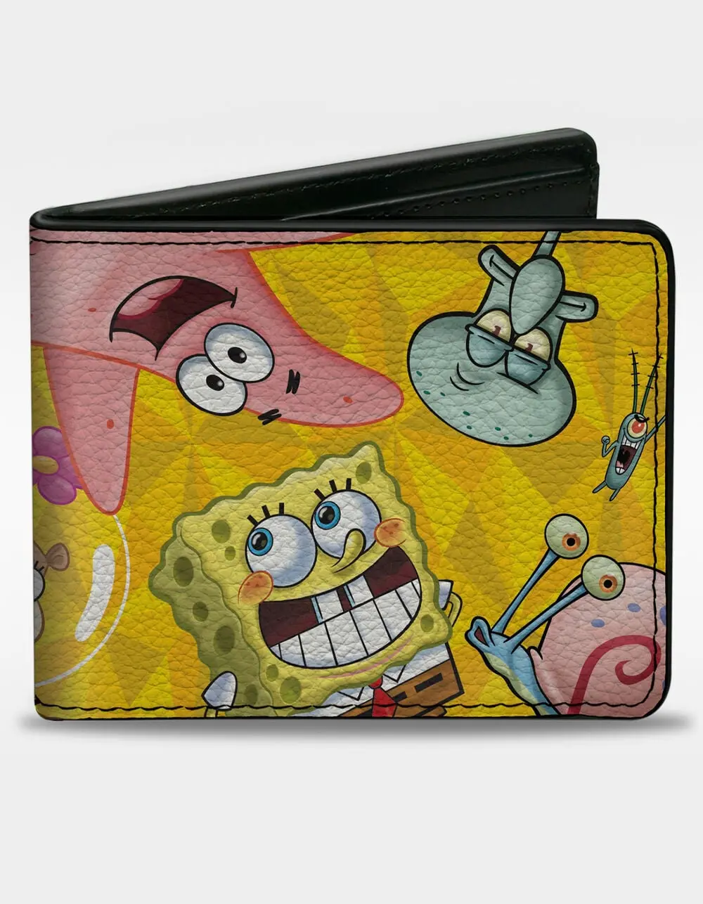 BUCKLE-DOWN  Mens SpongeBob SquarePants Characters Bifold Wallet, Multi-Colored