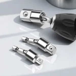 Electric Wrench Quick Change Socket Adapter Kit, 1/4/3/8/1/2 Inch Hex Head Conversion Coupler, Anti-Loose Metal Extension Rod Set