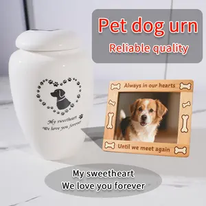Ceramic Pet Ash Box, Modern Style with Cute Cartoon Design, Memorial Keepsake for Pet Loss, Elegant Ash Storage Container